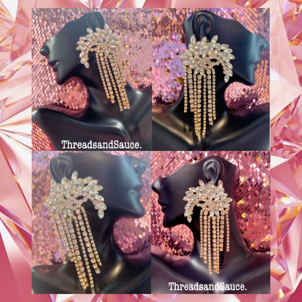 Jewel embellished chandelier earrings